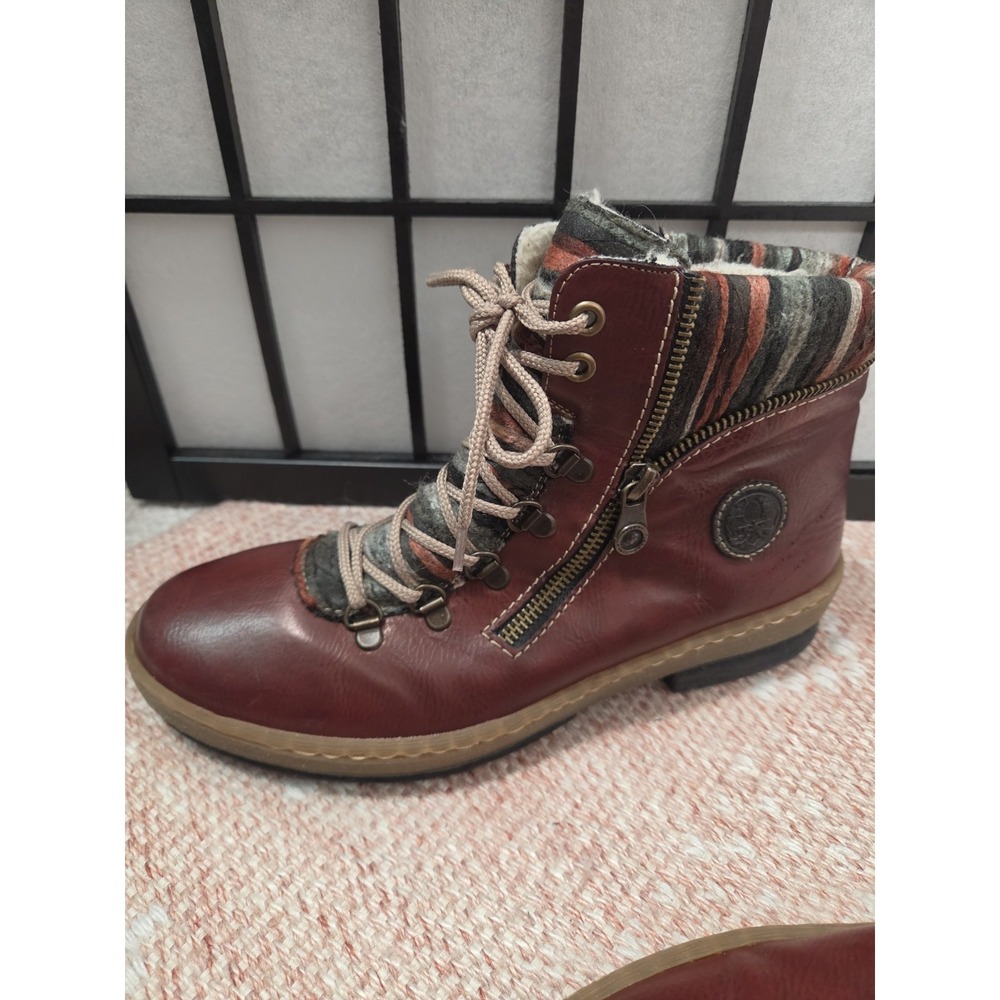 Rieker‎ Felicitas Z6741-35 Burgundy Wine Ankle Boots Women's Size 9 Boho - Picture 8 of 10
